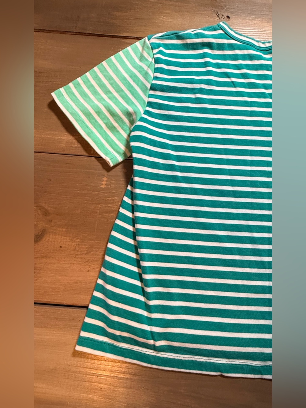 English Factory Green White Striped Tee Preppy Coastal Casual Short Sleeve Top - Picture 10 of 11